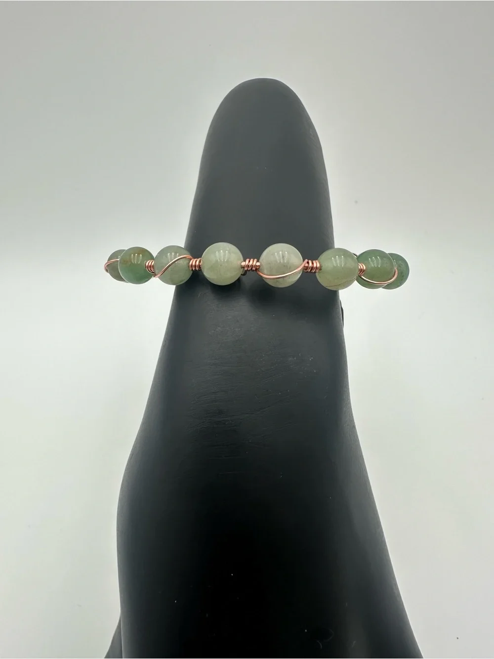 Handmade Green Aventurine Wire Wrapped Bracelet Rose Gold Copper Boho Jewelry